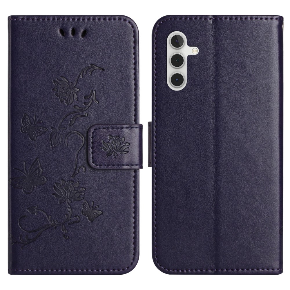 Virágos könyvtáska Samsung Galaxy A36 5G - sötétlila