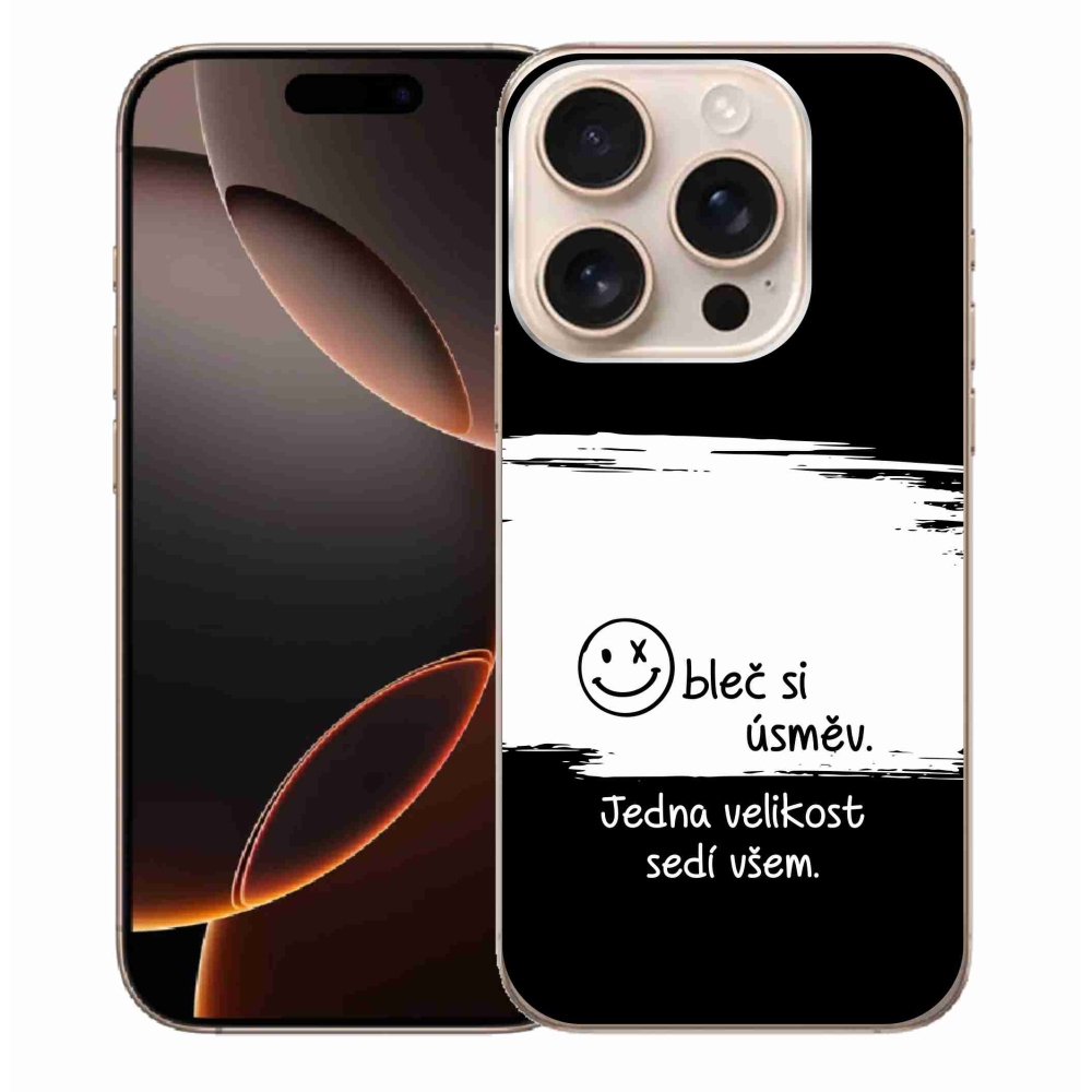 Gél borítás mmCase iPhone 16 Pro Max készülékhez - vicces szöveg 8 fekete és fehér háttérrel