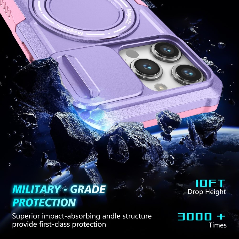 Katonai tartós védőburkolat MagSafe-vel iPhone 14 Pro Max készülékhez - rózsaszín/lila