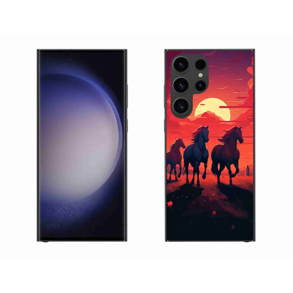 Gél borítás mmCase Samsung Galaxy S23 Ultra 5G - lovak és naplemente