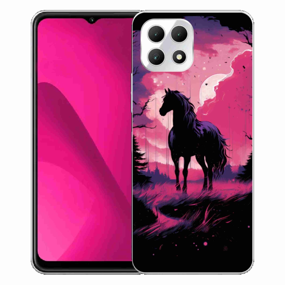 Zselés borítás mmCase a T-Mobile T Phone 2 készülékhez - fekete rajzfilm ló 1