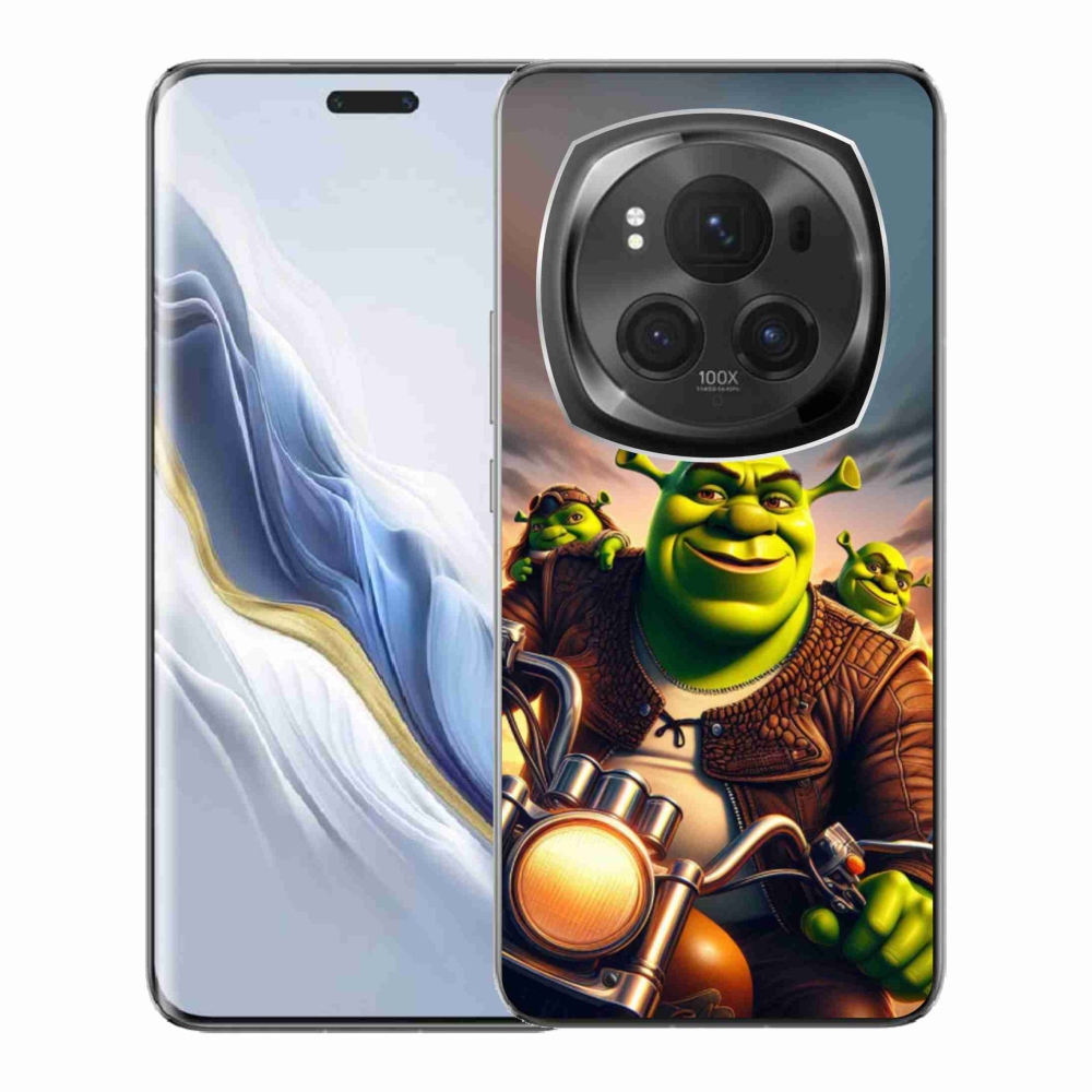 Zselés borítás mmCase a Honor Magic 6 Pro 5G számára - Shrek egy motorkerékpáron