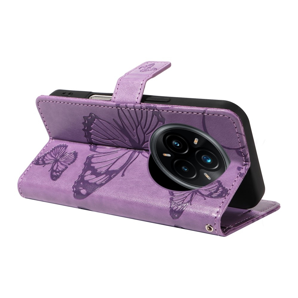 Nagy pillangó könyvtáska a Realme 14 Pro+ 5G számára - lila