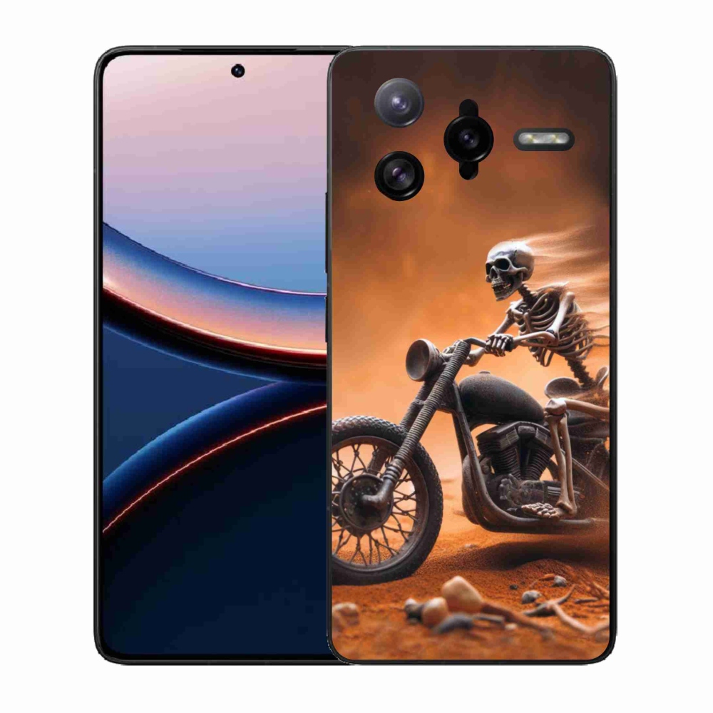 Gél borítás mmCase a Xiaomi Poco F7 Ultra számára - csontváz a motorkerékpáron