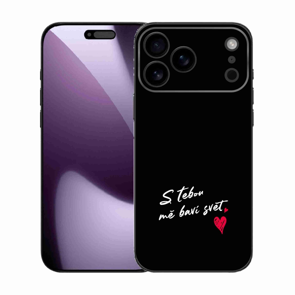 Gél borítás mmCase iPhone 17 Pro Max készülékhez - szerelmes szöveg 1 fekete háttér