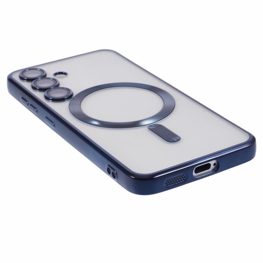 Átlátszó tok kameravédelemmel és MagSafe támogatással Samsung Galaxy S25+ készülékhez - sötétkék