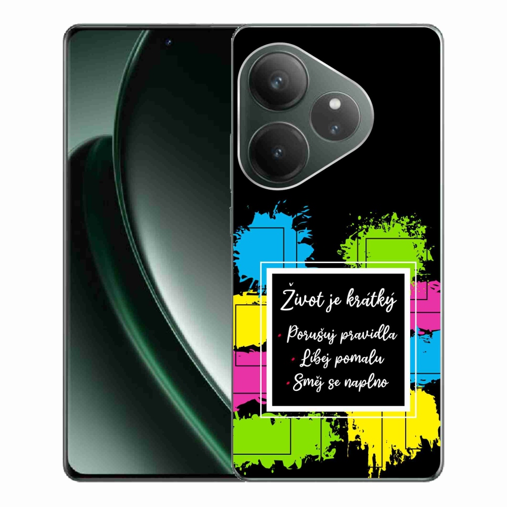 Gél borítás mmCase a Realme GT 6 5G/GT 6T 5G - Idézet 5 fekete háttérrel