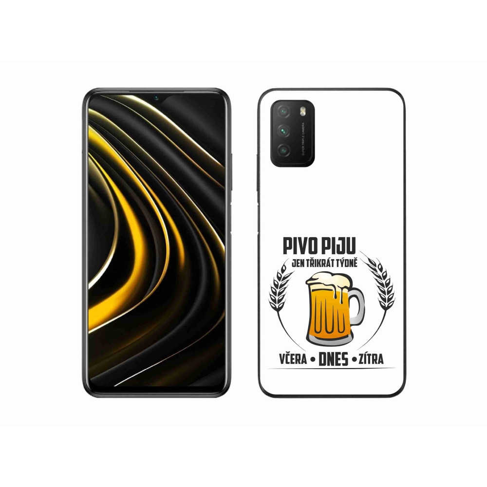 Gél borítás mmCase a Xiaomi Poco M3-hoz - sör motívum fehér háttérrel