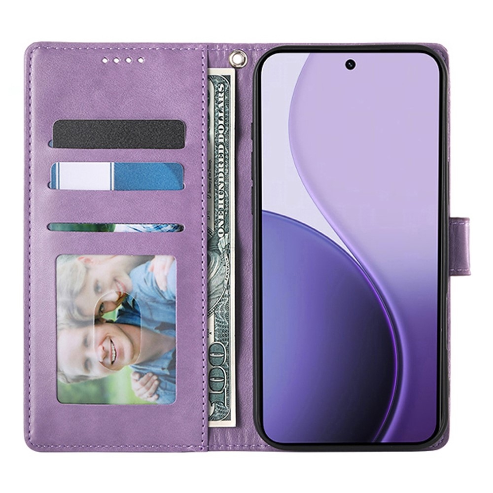 Virágos könyv tok Xiaomi Redmi 15 5G (169mm) - lila