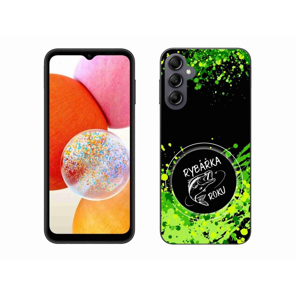 Zselés borítás mmCase Samsung Galaxy A14 4G/5G - az év horgásza fekete háttérrel