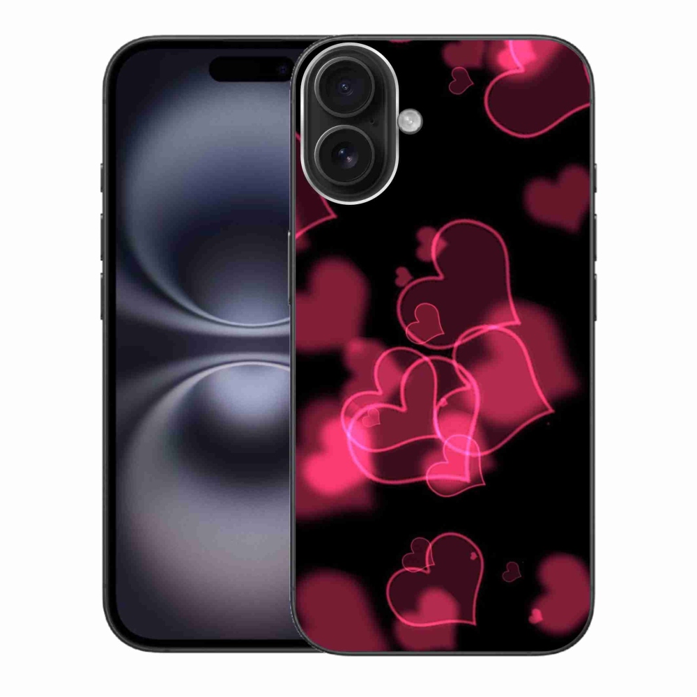 Zselés borítás mmCase iPhone 16 Plus készülékhez - piros szívek