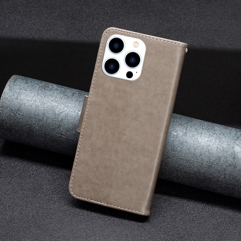 Pillangó könyvtáska iPhone 16 Pro készülékhez - szürke