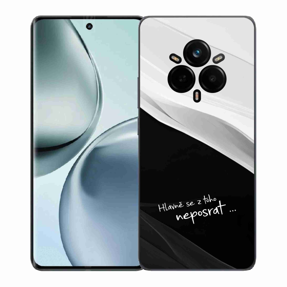 Gél borító mmCase a Realme 14 Pro+ 5G számára - vicces szöveg 13 fekete és fehér háttérrel