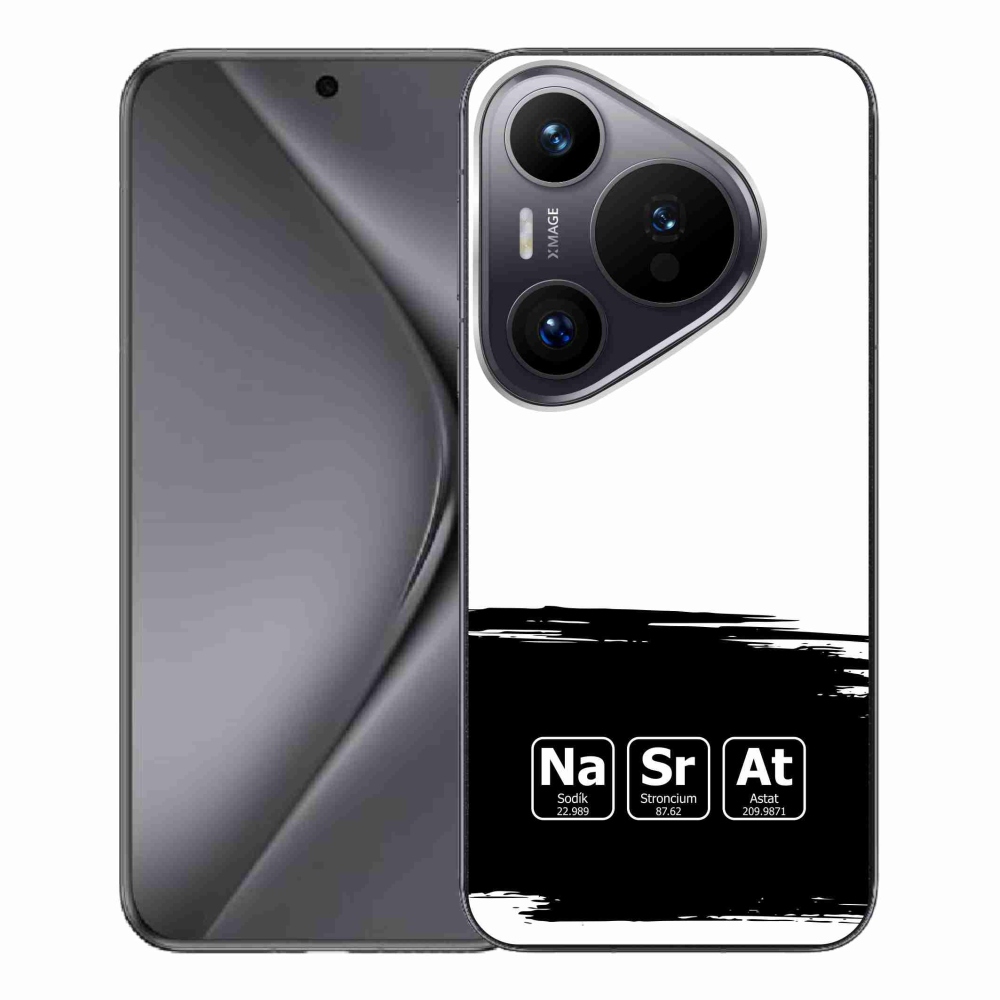Gél borító mmCase a Huawei Pura 70 Pro - kémiai elemek fekete és fehér háttérrel