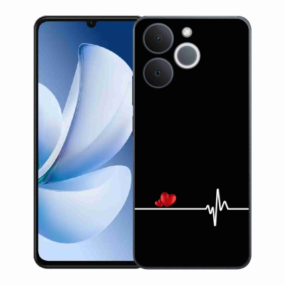 Gél borító mmCase a Realme Note 70T-hez - szív és szívverés fekete háttérrel