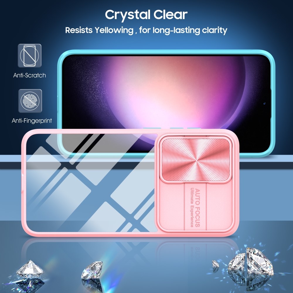 Tartós hátlapi borítás kamerafedéllel Samsung Galaxy S25+ készülékhez - rózsaszín/kék-zöld