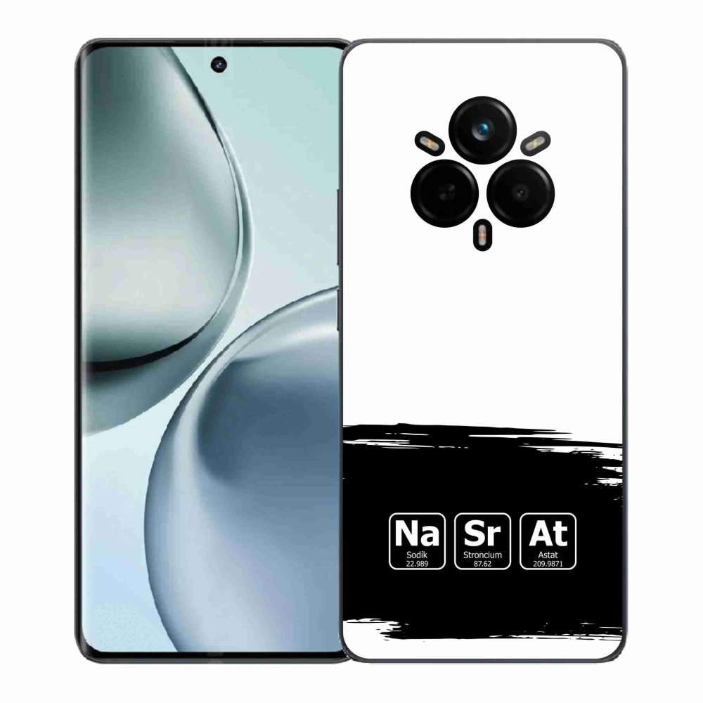 Gél borítás mmCase a Realme 14 Pro+ 5G-n - kémiai elemek fekete és fehér háttérrel