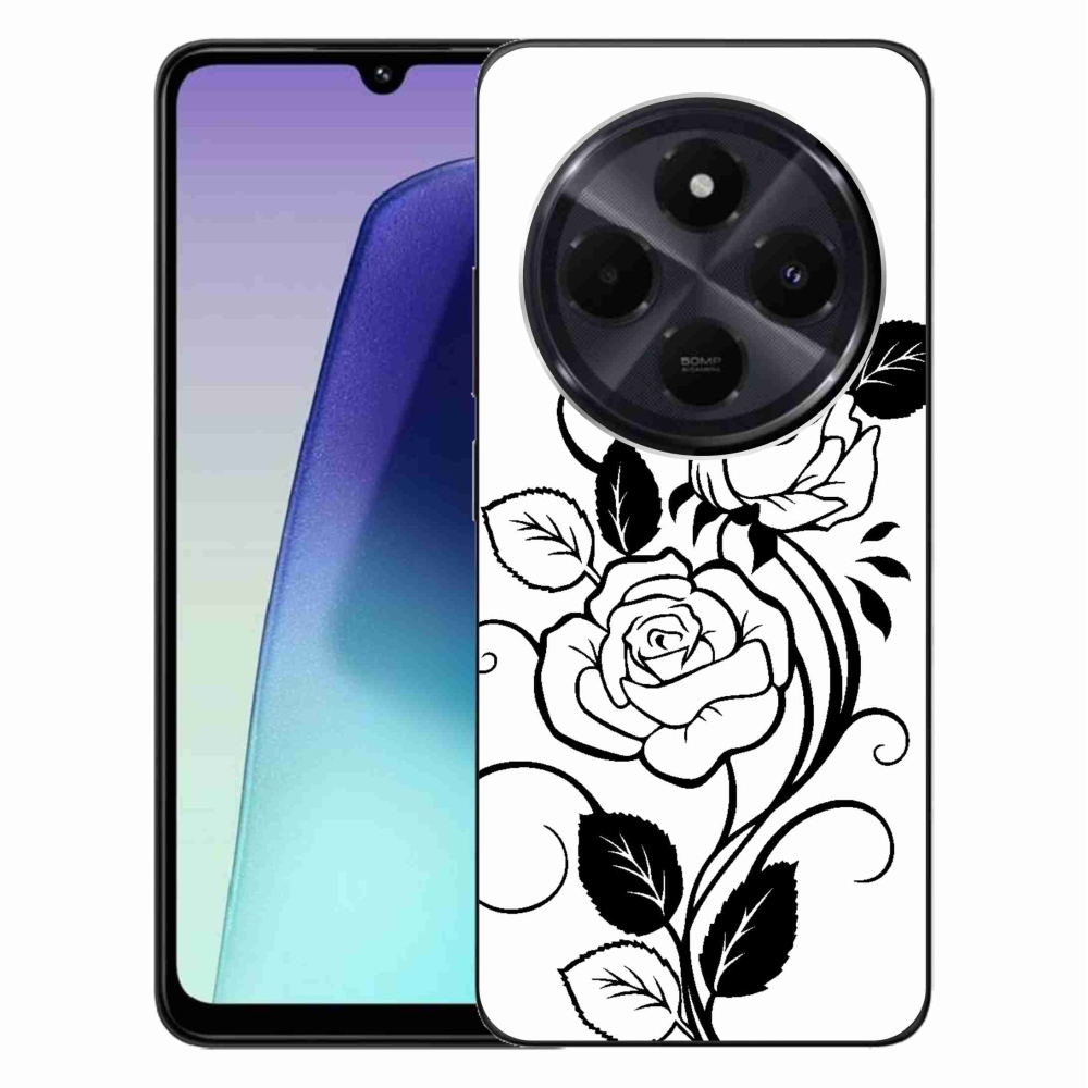 Gél borítás mmCase a Xiaomi Redmi 14C/Poco C75-hez - fekete és fehér rózsa