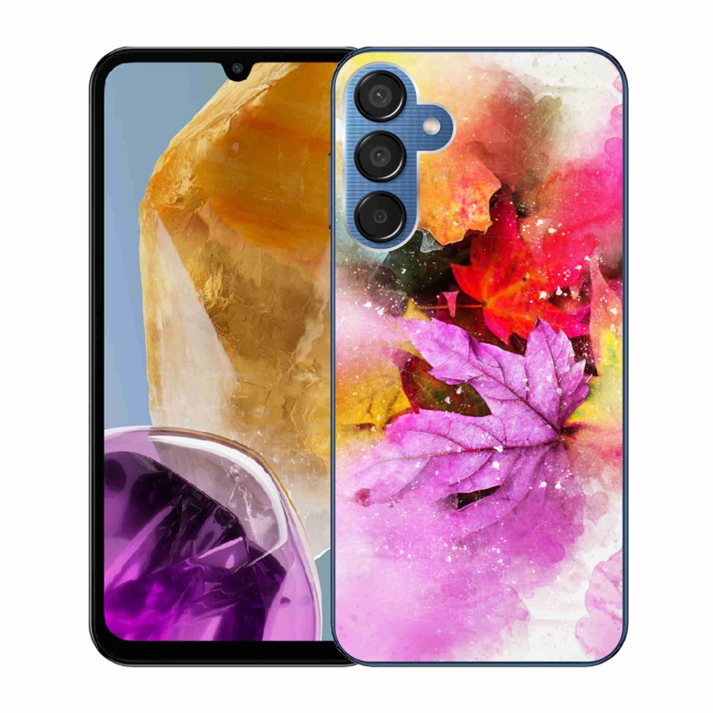 Gél borító mmCase Samsung Galaxy M15 5G - színes levelek - Samsung Galaxy M15 5G számára