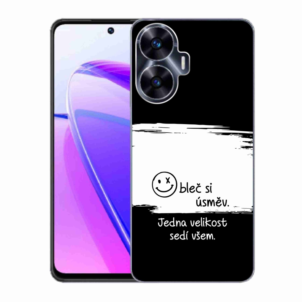 Gél borító mmCase a Realme C55 készülékhez - vicces szöveg 8 fekete-fehér háttérrel