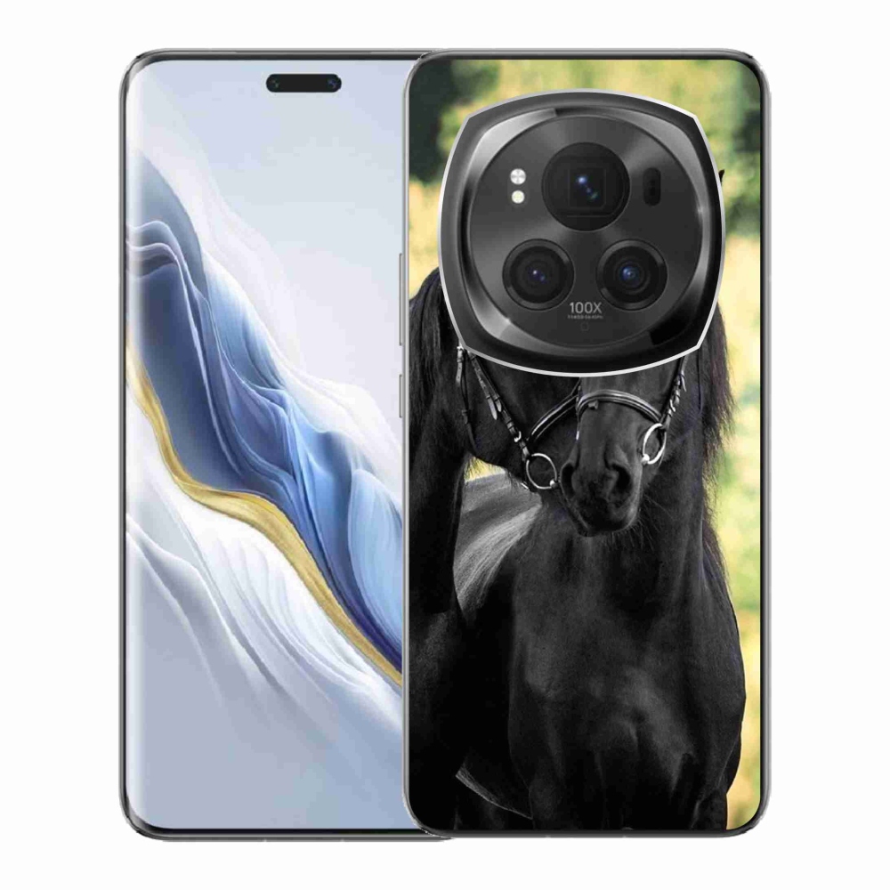 Zselés borítás mmCase a Honor Magic 6 Pro 5G számára - két fekete ló