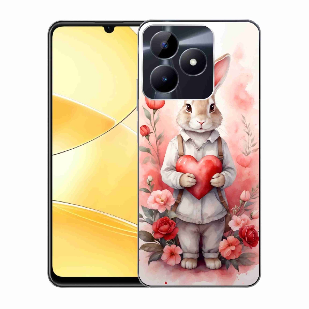 Zselés borítás mmCase a Realme C51/C53 készülékhez - nyúl szívvel
