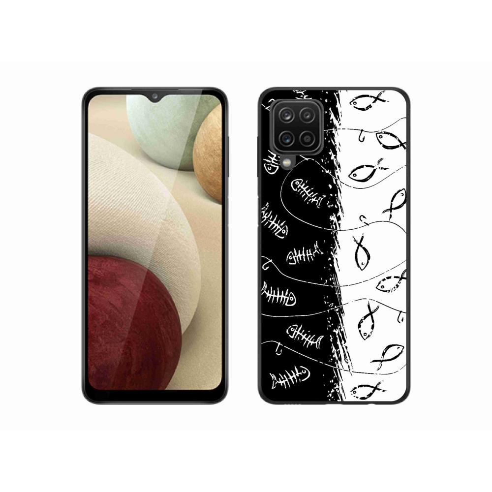 Zselés borító mmCase Samsung Galaxy M12 készülékhez - csontvázak és halak