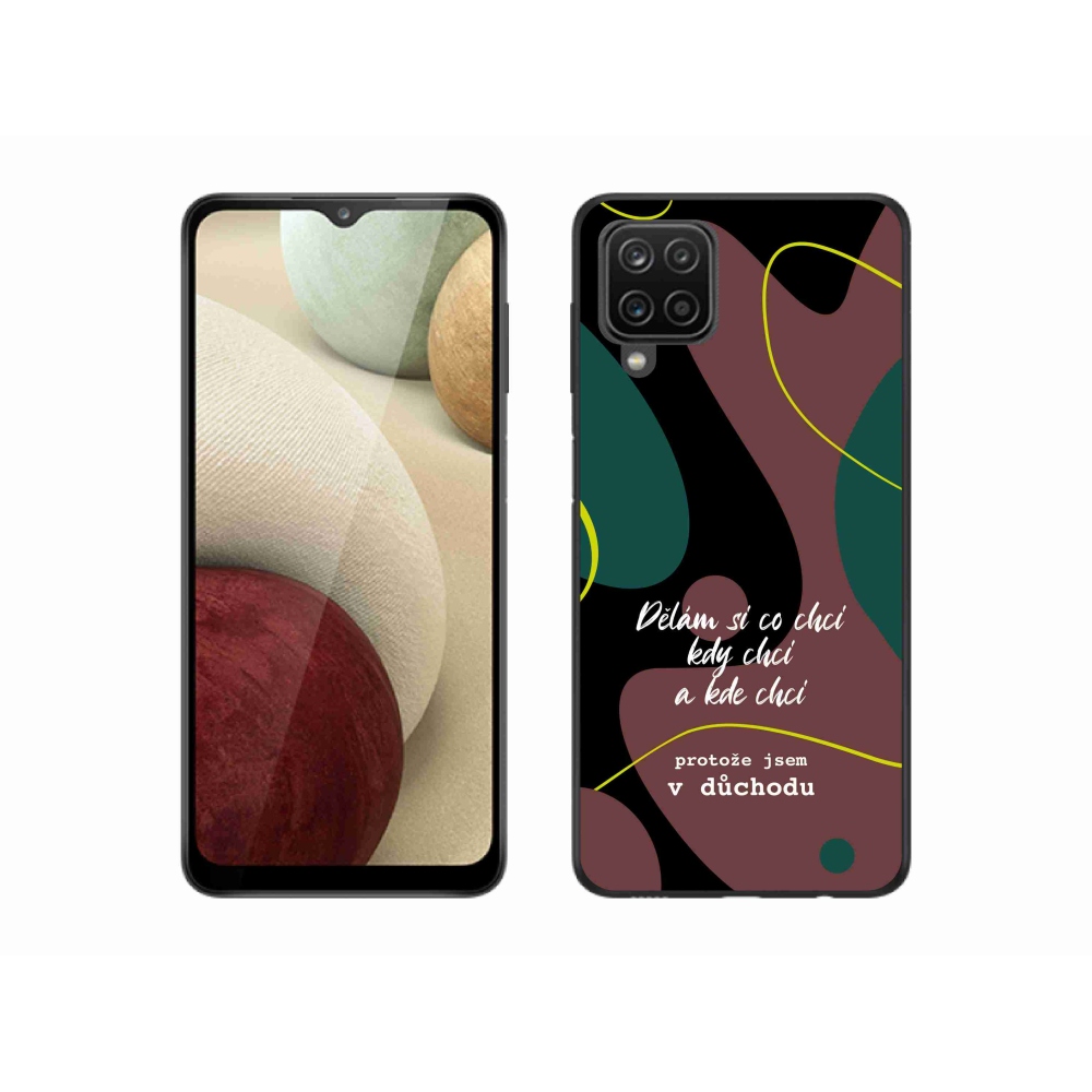 Gél borítás mmCase Samsung Galaxy A12 készülékhez - vicces szöveg 10 fekete háttér