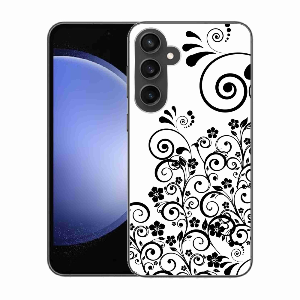 Zselés borítás mmCase Samsung Galaxy S23 FE készülékhez - fekete-fehér virágminták