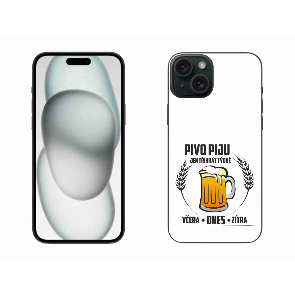 Gél borítás mmCase iPhone 15 Plus készülékhez - sör motívum fehér háttér