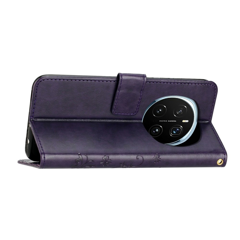 Virágok könyv tok Honor Magic 7 Pro 5G - sötét lila