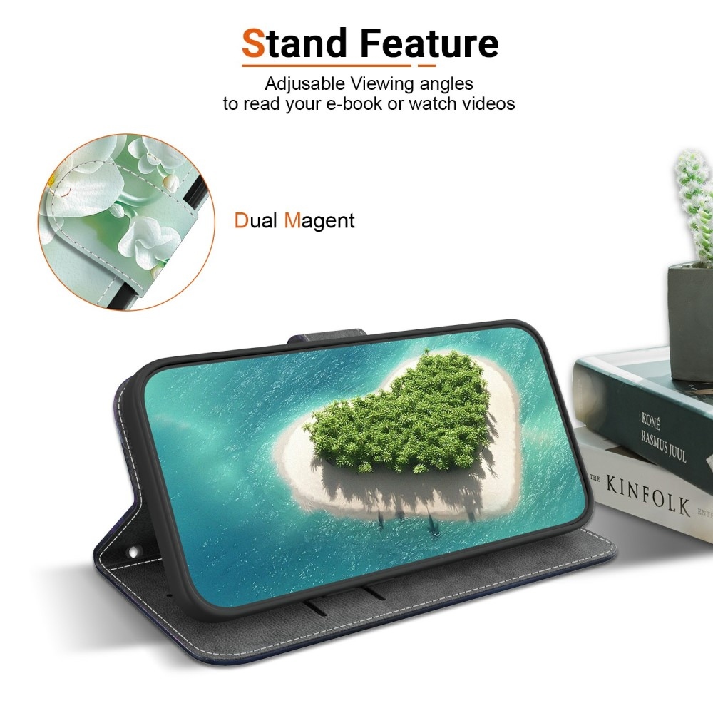 Sokoldalú könyves tok Samsung Galaxy A06 4G - fehér virágokkal