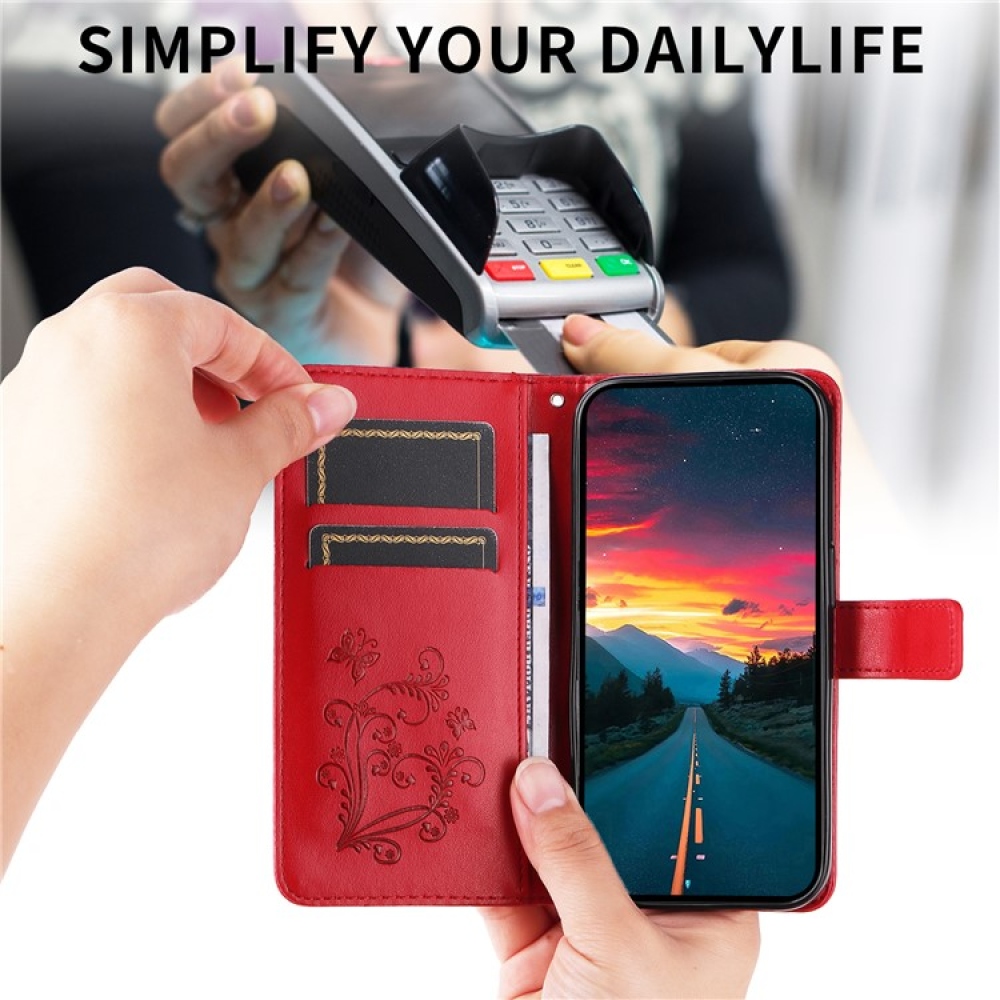 Nagy pillangó könyv tok a Vivo Y29s 5G-hez - piros