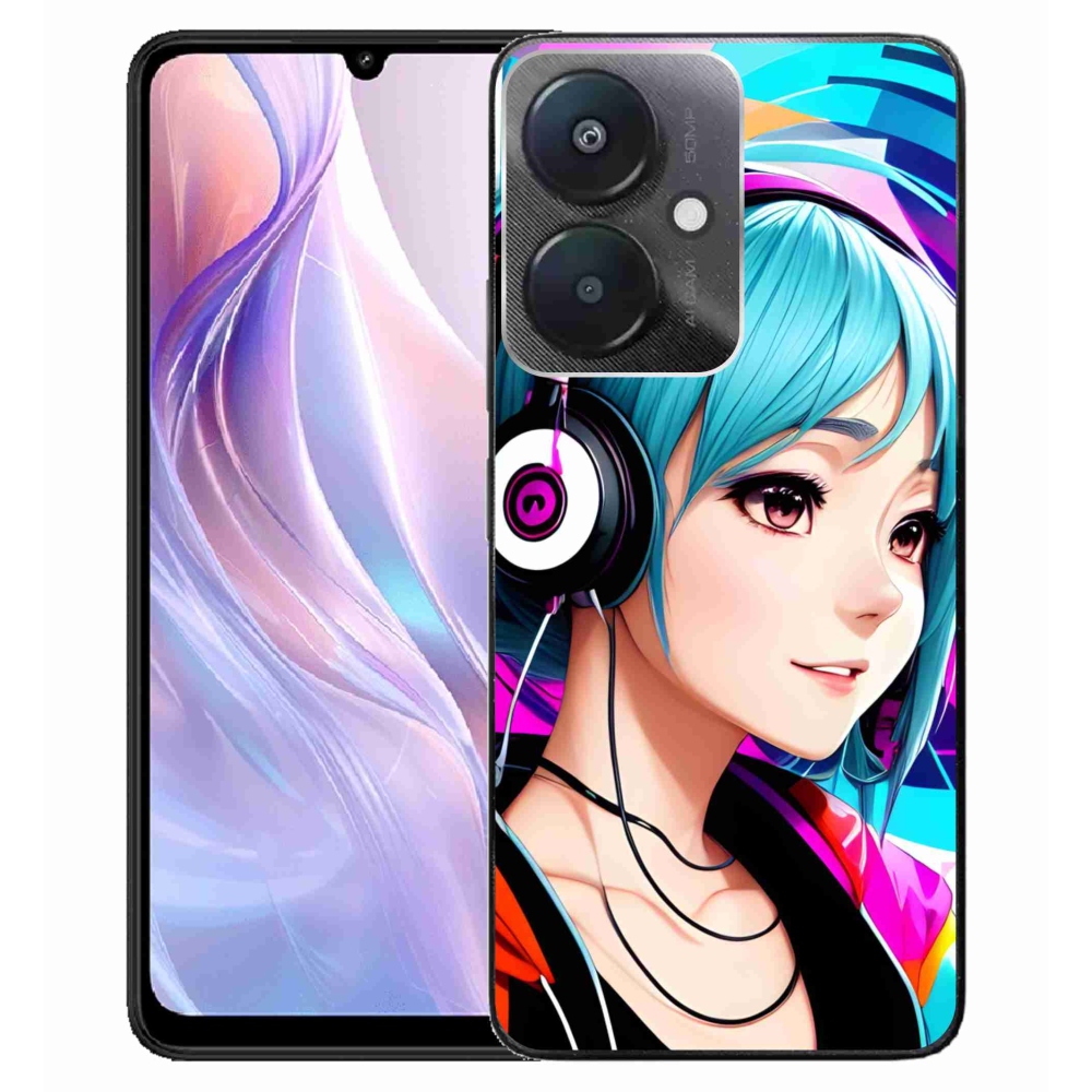 Gél borítás mmCase a Xiaomi Redmi 13C 5G - lány fejhallgatóval