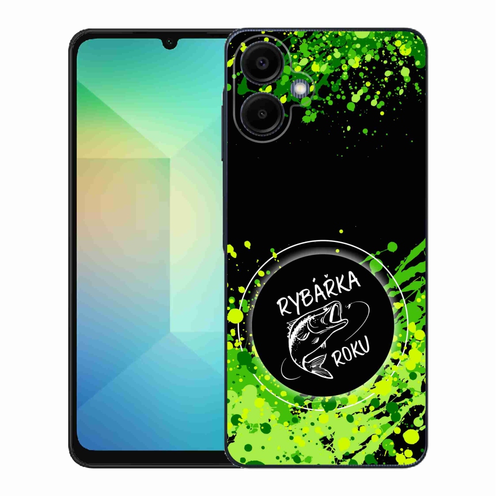 Gél borító mmCase Samsung Galaxy A06 4G - az év horgásza fekete háttérrel