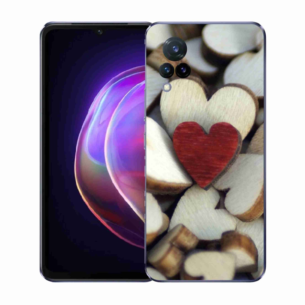 Gél borítás mmCase a Vivo V21 4G/5G készülékhez - gravírozott piros szív