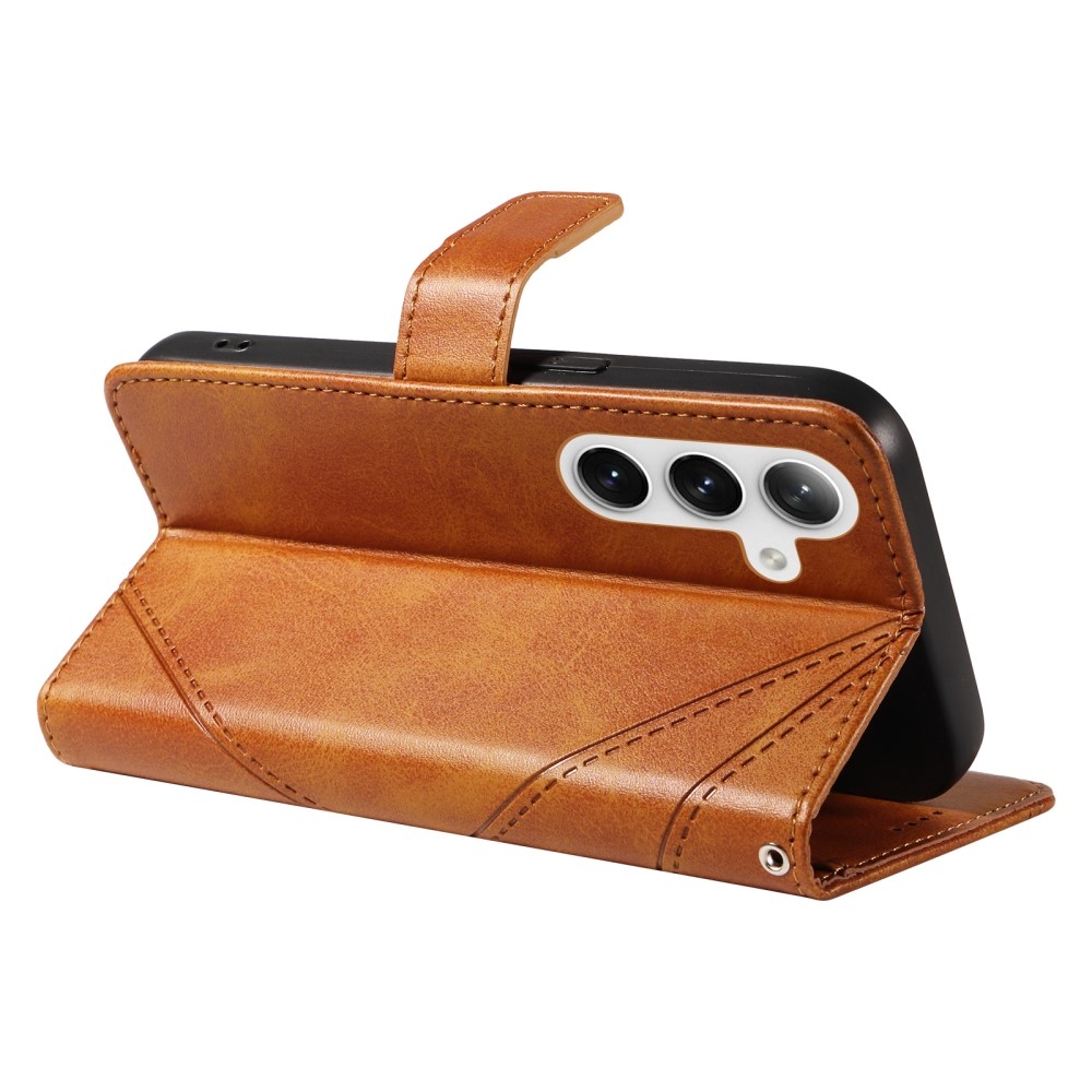 Háromszög alakú könyvtáska Samsung Galaxy S24+/S25+ készülékhez - barna