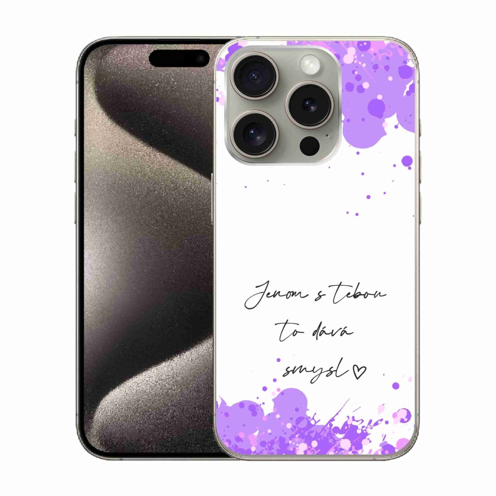 Gél borítás mmCase iPhone 15 Pro készülékhez - szerelmes szöveg fehér háttérrel