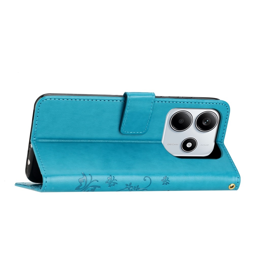 Virágok könyv tok Xiaomi Redmi Note 14 5G - kék