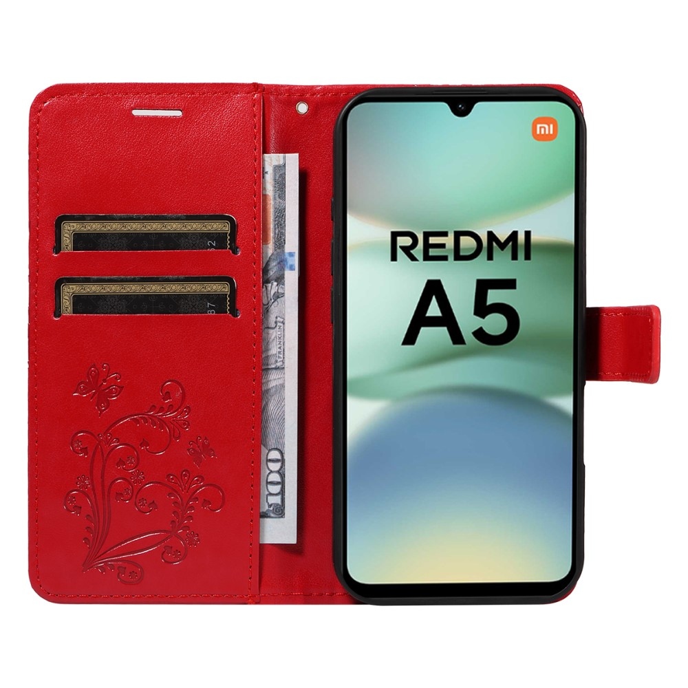 Nagy pillangó könyv tok Xiaomi Redmi A5 (171.7x77.8x8.3mm) - piros