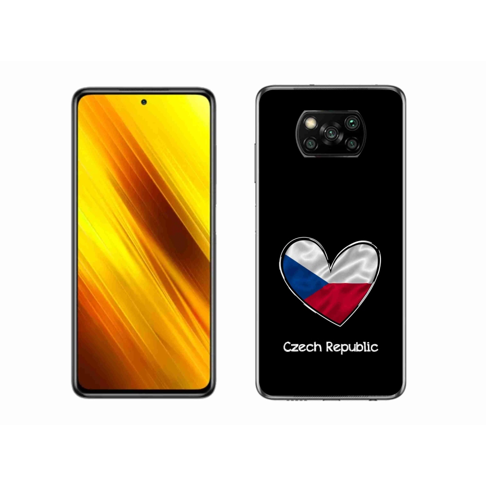 Gél borító mmCase a Xiaomi Poco X3-hoz - szív zászló fekete háttérrel