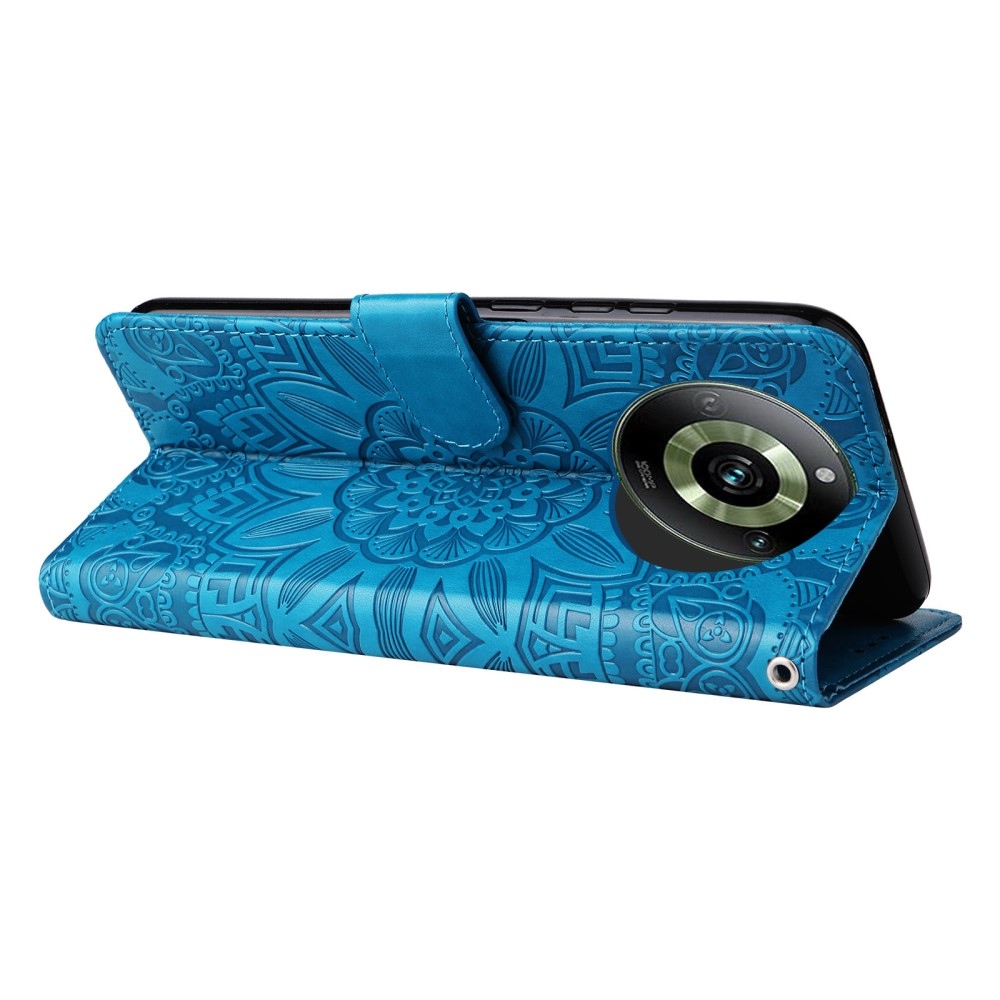 Napraforgó könyvtáska a Realme 11 Pro 5G/11 Pro+ 5G számára - kék