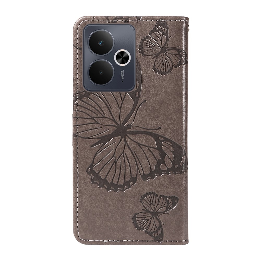Nagy pillangó könyvtáska a Realme 14 5G/14T 5G számára - szürke