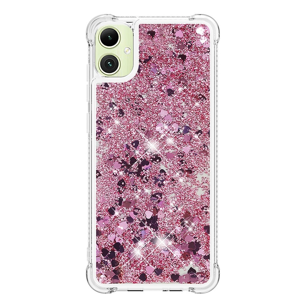 Glitter homokóra zselés tok Samsung Galaxy A06 4G - rózsaarany/szív