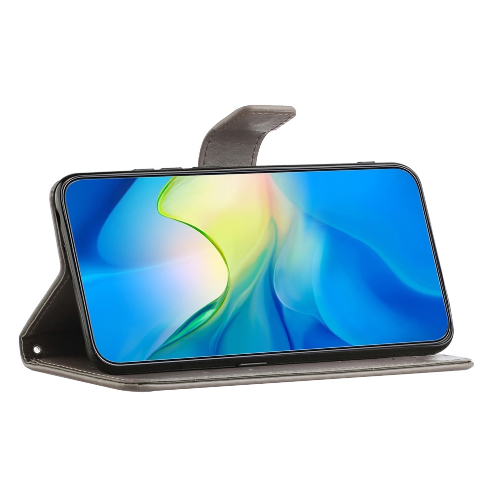 Virágos könyv tok Samsung Galaxy S24 készülékhez - szürke