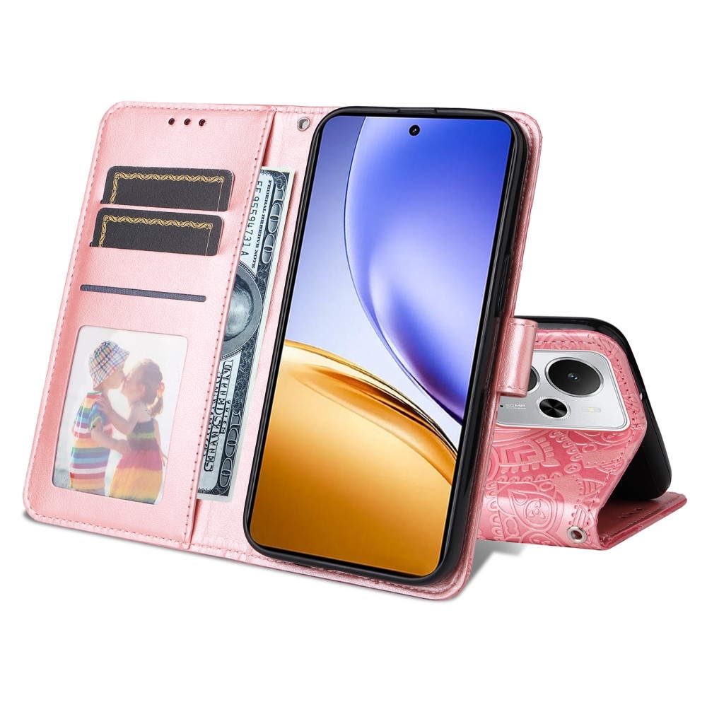 Napraforgó könyvtáska a Realme 14 5G készülékhez - rózsaszín