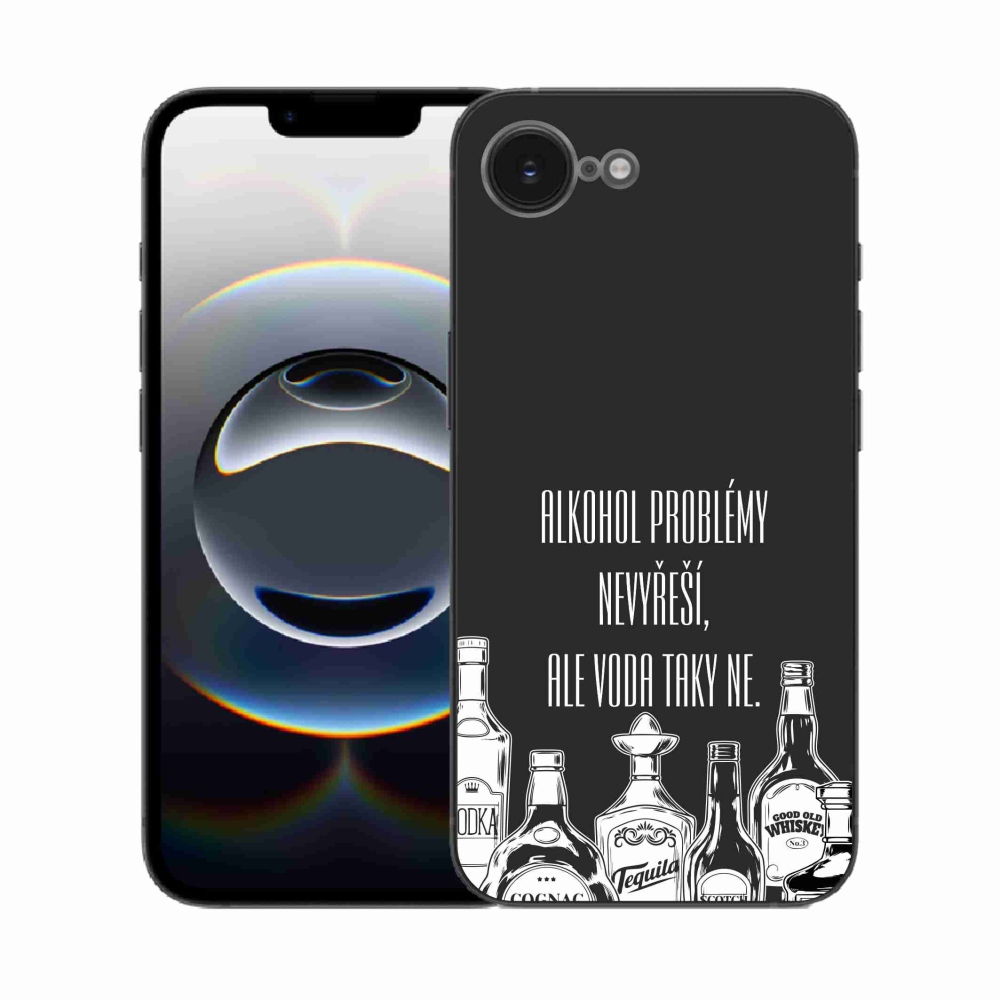 Gél borító mmCase iPhone 16e készülékhez - vicces szöveg fekete háttérrel