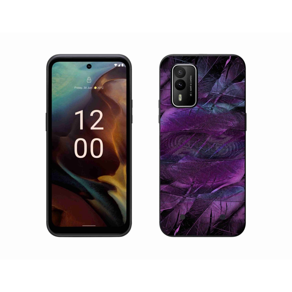 Zselés borítás mmCase a Nokia XR21 készülékhez - lila tollak