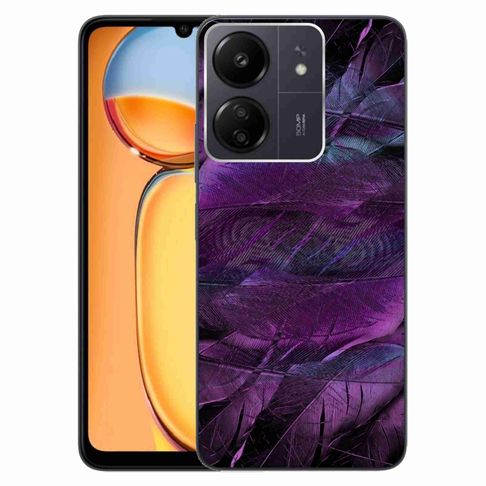 Gél borítás mmCase a Xiaomi Poco C65/Redmi 13C számára - lila tollak