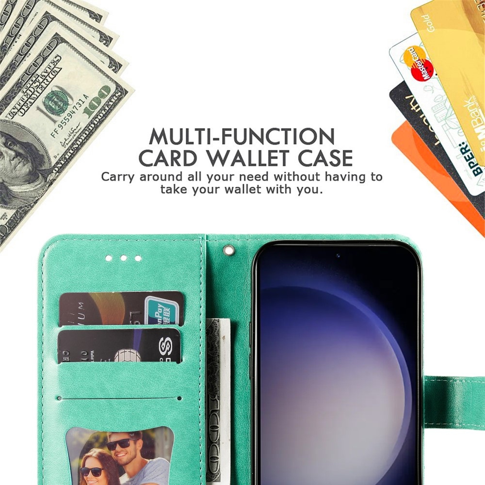 Virágos könyves tok Samsung Galaxy S25+ készülékhez - teáskék színű